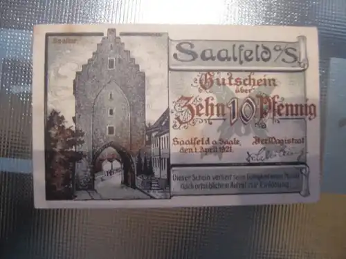 Notgeld Saalfeld, 10 Pf.