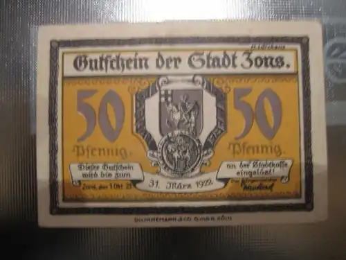 Notgeld Zons, 50 Pf.