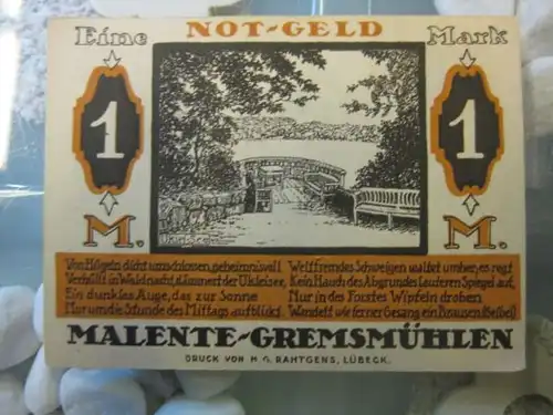 Notgeld Malente / Gremsmühlen, 1 Mark