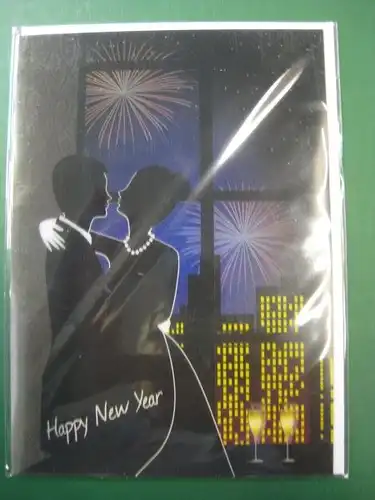 Neujahrskarte, Happy New Year, 3D-Karte, Klappkarte mit Umschlag