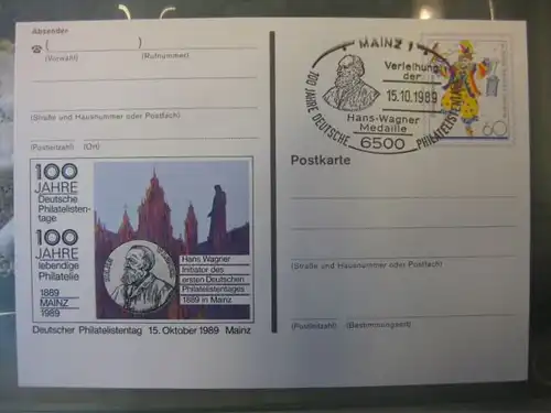 Sonderpostkarte PSo18, 100 Jahre Deutsche Philatelistentage 1989