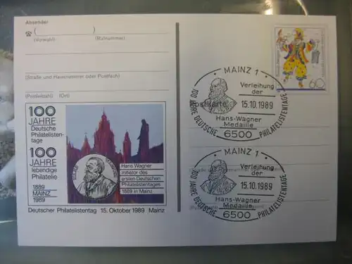 Sonderpostkarte PSo18, 100 Jahre Deutsche Philatelistentage 1989