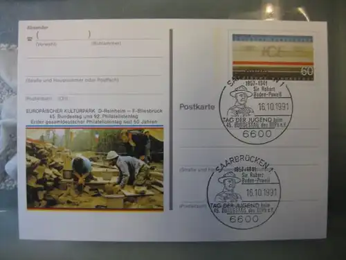 Sonderpostkarte PSo24, Philatelistentag Saarbrücken 1991