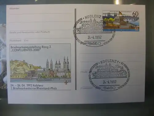 Sonderpostkarte PSo26, Briefmarkenbörse Rheinland-Pfalz 1992 Koblenz