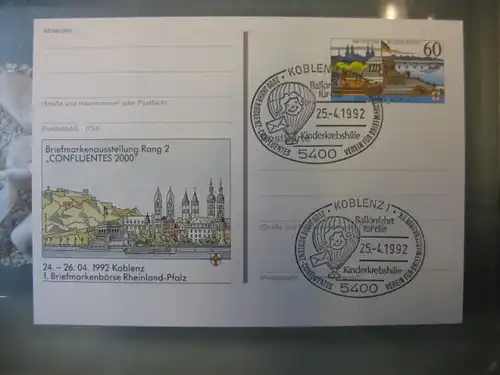 Sonderpostkarte PSo26, Briefmarkenbörse Rheinland-Pfalz 1992 Koblenz