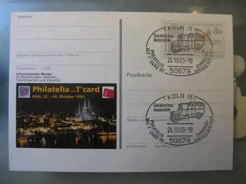 Sonderpostkarte PSo31, PHILATELIA mit T-card Köln 1993