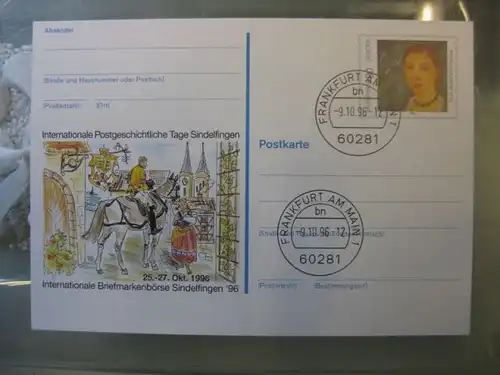 Sonderpostkarte PSo44, Briefmarkenbörse Sindelfingen 1996