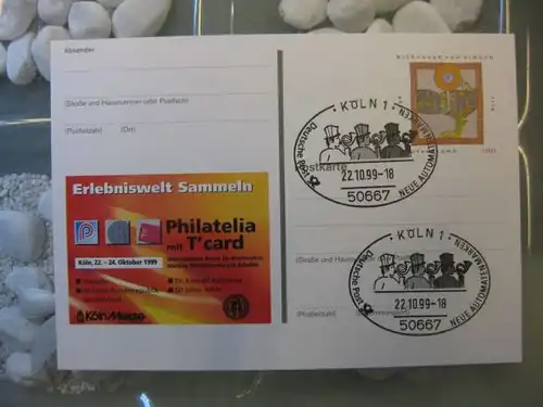 Sonderpostkarte PSo61, PHILATELIA mit T-card `99 Köln