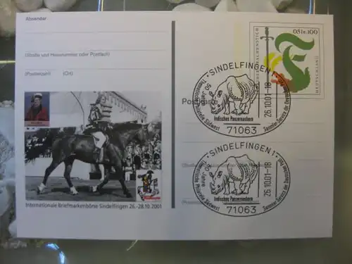 Sonderpostkarte PSo78, Internationale Briefmarkenbörse Sindelfingen 2001