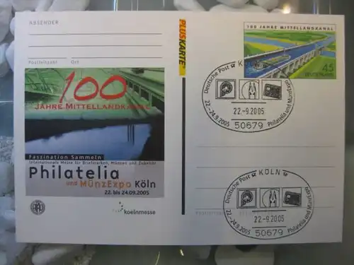 Pluskarte Sonderpostkarte PSo 90, Philatelia Köln 2005; Mittellandkanal
