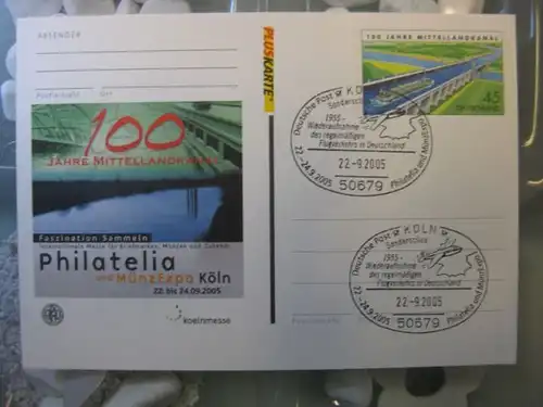 Pluskarte Sonderpostkarte PSo 90, Philatelia Köln 2005; Mittellandkanal