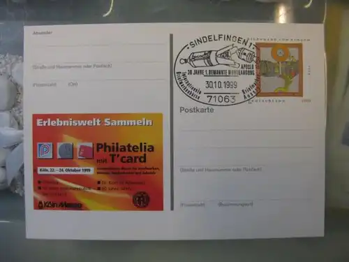 Sonderpostkarte PSo61, PHILATELIA mit T-card `99 Köln