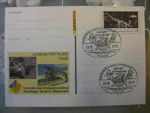 Sonderpostkarte Pluskarte PSo109,Internationale Briefmarken-Börse Sindelfingen 2010