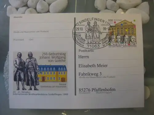 Sonderpostkarte PSo62, Intern. Briefmarken-Börse Sindelfingen 1999