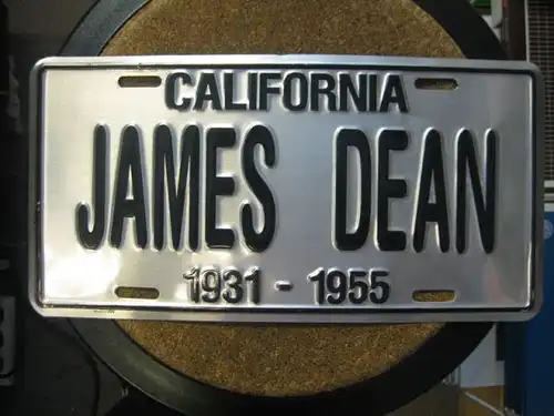US. Nummernschild, Nummerntafel: California; James Dean in Originalgröße
