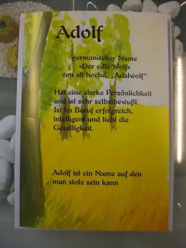 Adolf,  Namenskarte, Geburtstagskarte, Glückwunschkarte, Personalisierte Karte