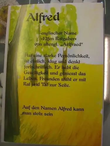 Alfred,  Namenskarte, Geburtstagskarte, Glückwunschkarte, Personalisierte Karte

