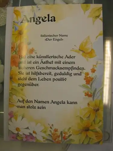 Angela,  Namenskarte, Geburtstagskarte, Glückwunschkarte, Personalisierte Karte

