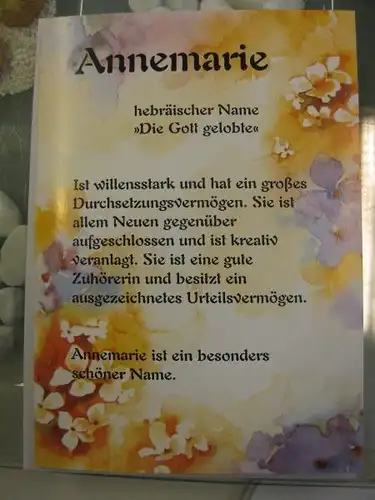 Annemarie,  Namenskarte, Geburtstagskarte, Glückwunschkarte, Personalisierte Karte

