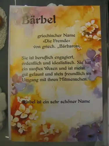 Bärbel,  Namenskarte, Geburtstagskarte, Glückwunschkarte, Personalisierte Karte
