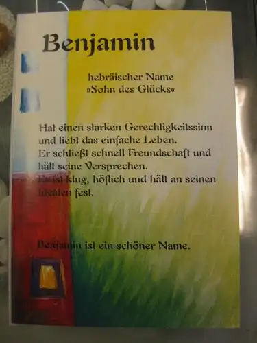 Benjamin,  Namenskarte, Geburtstagskarte, Glückwunschkarte, Personalisierte Karte
