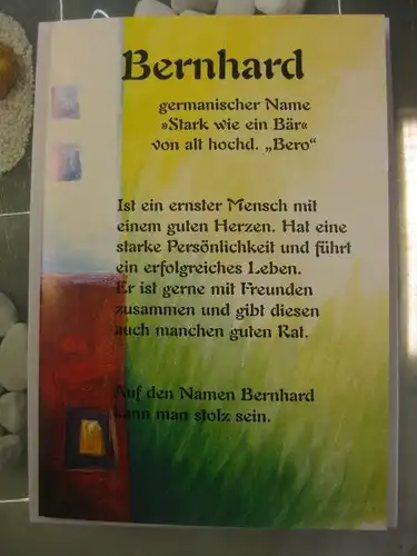 Bernhard,  Namenskarte, Geburtstagskarte, Glückwunschkarte, Personalisierte Karte