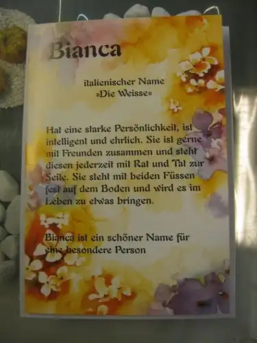 Bianca,  Namenskarte, Geburtstagskarte, Glückwunschkarte, Personalisierte Karte
