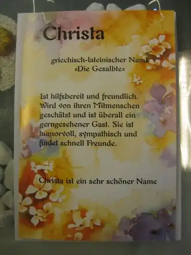 Christa,  Namenskarte, Geburtstagskarte, Glückwunschkarte, Personalisierte Karte