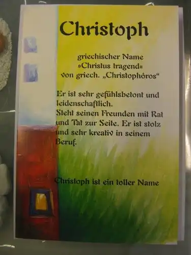Christoph,  Namenskarte, Geburtstagskarte, Glückwunschkarte, Personalisierte Karte

