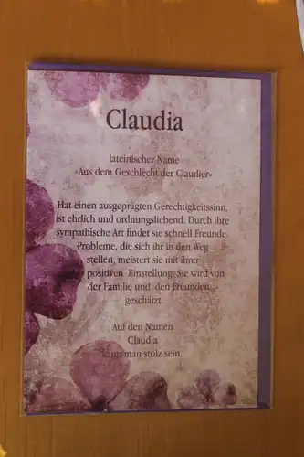 Claudia,  Namenskarte, Geburtstagskarte, Glückwunschkarte, Personalisierte Karte


