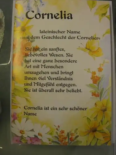 Cornelia,  Namenskarte, Geburtstagskarte, Glückwunschkarte, Personalisierte Karte

