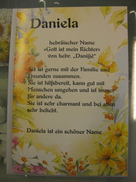 Daniela, Namenskarte, Geburtstagskarte, Glückwunschkarte
