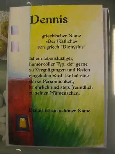 Dennis, Namenskarte, Geburtstagskarte, Glückwunschkarte, Personalisierte Karte


