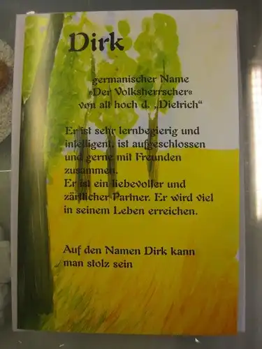Dirk, Namenskarte, Geburtstagskarte, Glückwunschkarte, Personalisierte Karte

