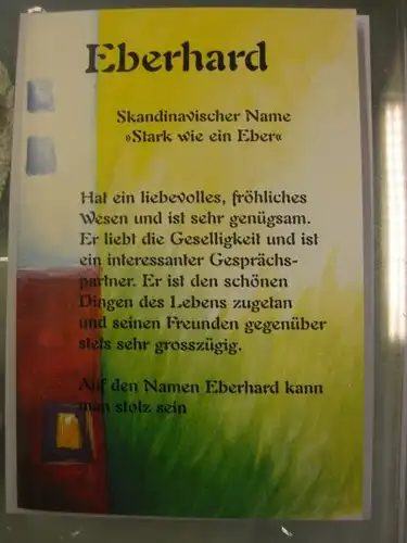 Eberhard, Namenskarte, Geburtstagskarte, Glückwunschkarte, Personalisierte Karte


