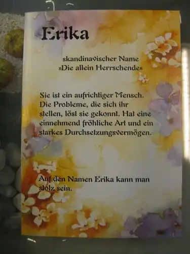 Erika, Namenskarte, Geburtstagskarte, Glückwunschkarte, Personalisierte Karte

