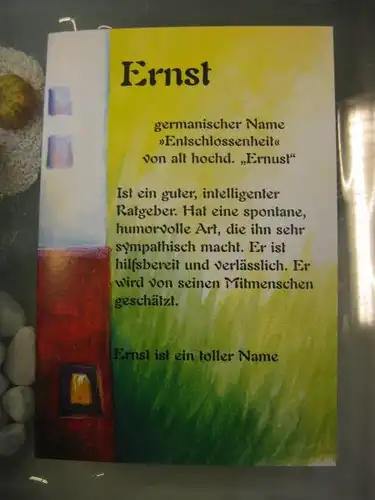 Ernst, Namenskarte, Geburtstagskarte, Glückwunschkarte, Personalisierte Karte

