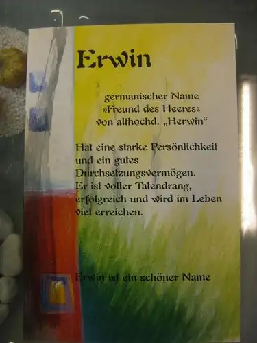 Erwin, Namenskarte, Geburtstagskarte, Glückwunschkarte, Personalisierte Karte

