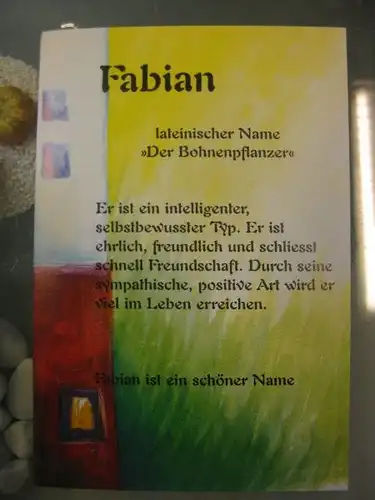 Fabian, Namenskarte, Geburtstagskarte, Glückwunschkarte, Personalisierte Karte

