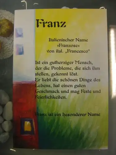Franz, Namenskarte, Geburtstagskarte, Glückwunschkarte, Personalisierte Karte

