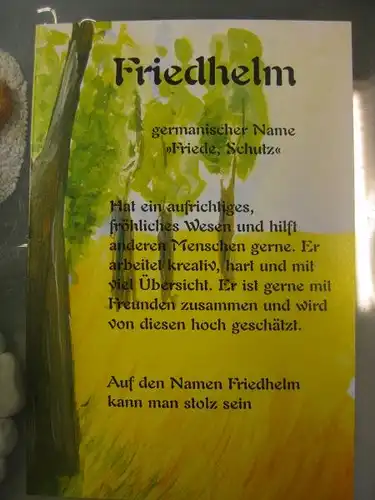 Friedhelm, Namenskarte, Geburtstagskarte, Glückwunschkarte, Personalisierte Karte

