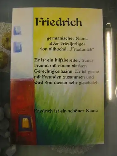 Friedrich, Namenskarte, Geburtstagskarte, Glückwunschkarte, Personalisierte Karte

