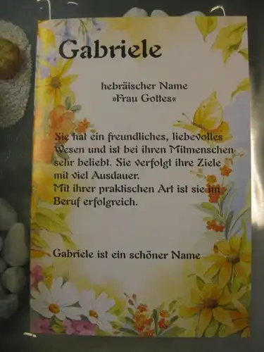 Gabriele, Namenskarte, Geburtstagskarte, Glückwunschkarte, Personalisierte Karte

