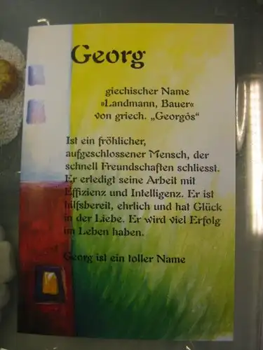 Georg, Namenskarte, Geburtstagskarte, Glückwunschkarte, Personalisierte Karte

