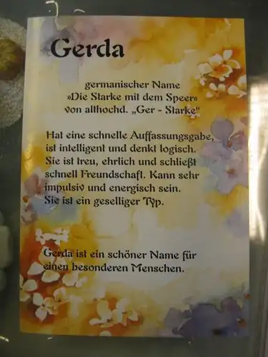 Gerda, Namenskarte, Geburtstagskarte, Glückwunschkarte, Personalisierte Karte

