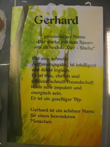 Gerhard, Namenskarte, Geburtstagskarte, Glückwunschkarte, Personalisierte Karte

