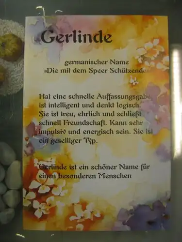 Gerlinde, Namenskarte, Geburtstagskarte, Glückwunschkarte, Personalisierte Karte

