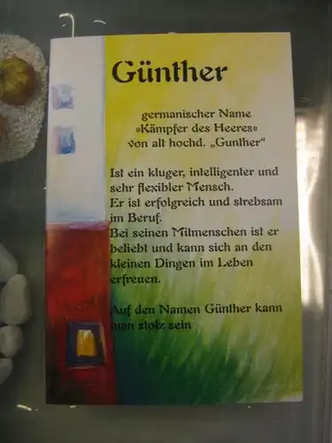 Günther, Namenskarte, Geburtstagskarte, Glückwunschkarte, Personalisierte Karte

