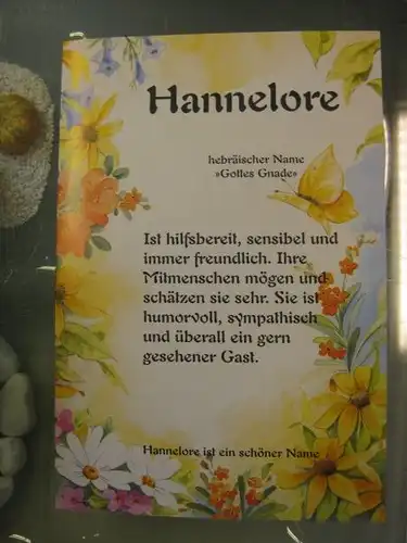 Hannelore, Namenskarte, Geburtstagskarte, Glückwunschkarte, Personalisierte Karte

