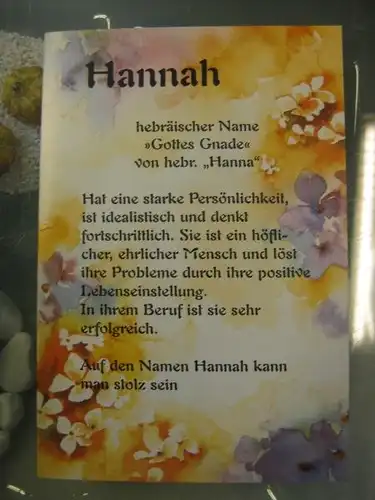 Hannah, Namenskarte, Geburtstagskarte, Glückwunschkarte, Personalisierte Karte

